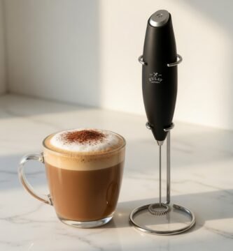 Zulay milk frother on kitchen counter